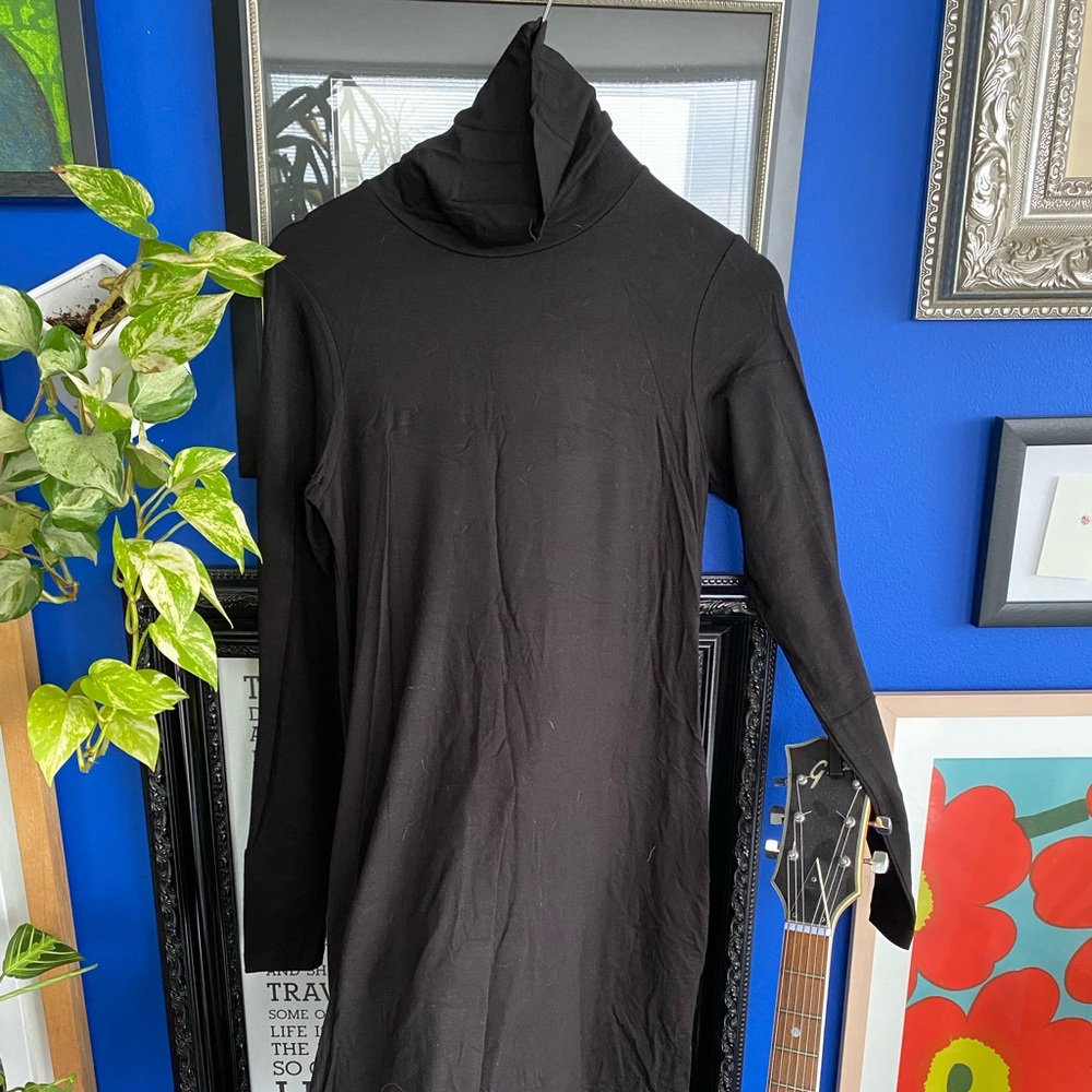 Gudrun Sjoden Black Cotton Turtleneck Dress XS